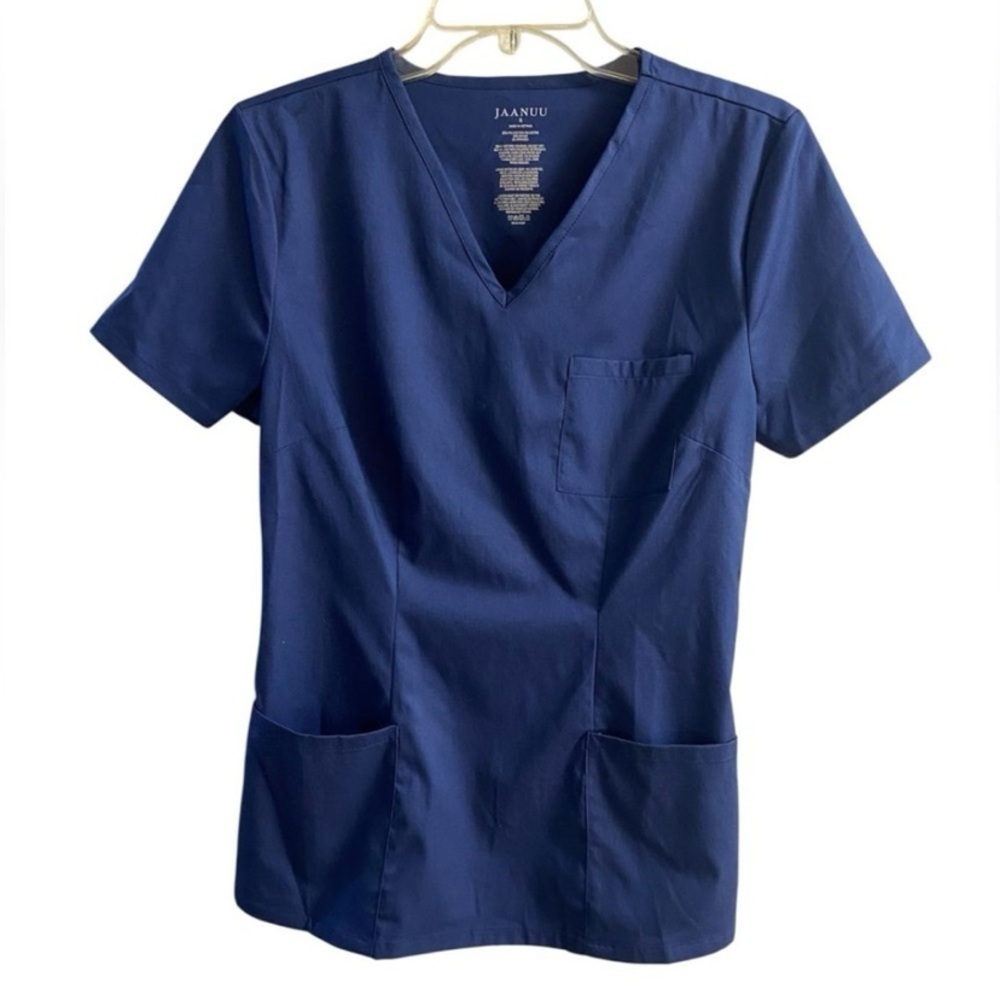 Jaanuu Women's Navy Blue V-Neck Top small NWT